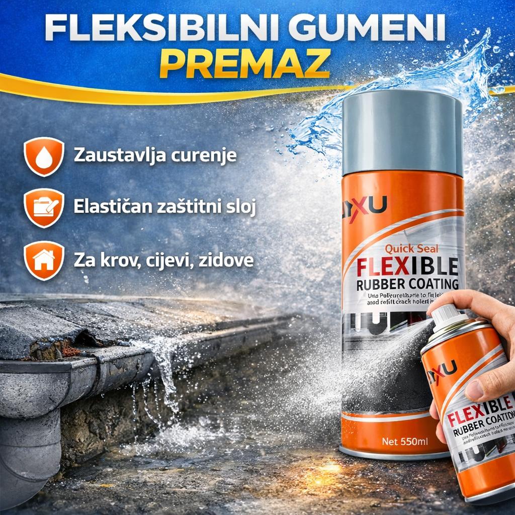 Fleksibilni gumeni sprej–premaz. Brzo brtvljenje i potpuna zaštita 💧1+1 GRATIS