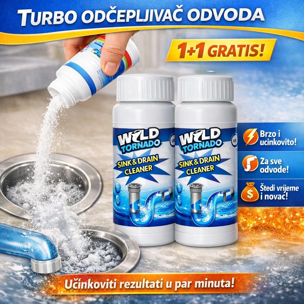 🌪️ Turbo odčepljivač odvoda TORNADO | Trenutno uklanja začepljenja bez kemikalija 🚿 1+1 GRATIS 0.40 KG
