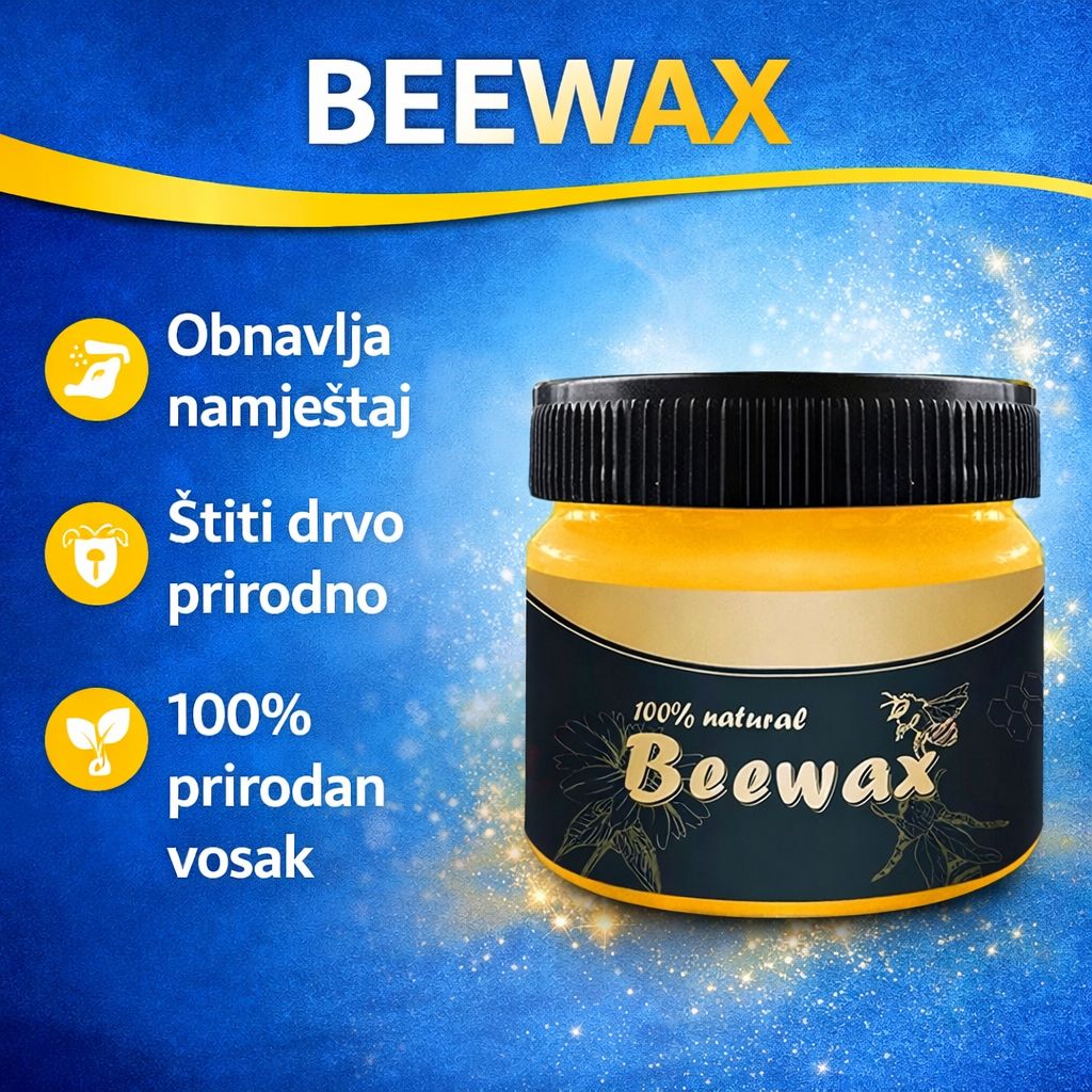 BEEWAX - Prirodni vosak za poliranje drvenih površina. 1+1 GRATIS